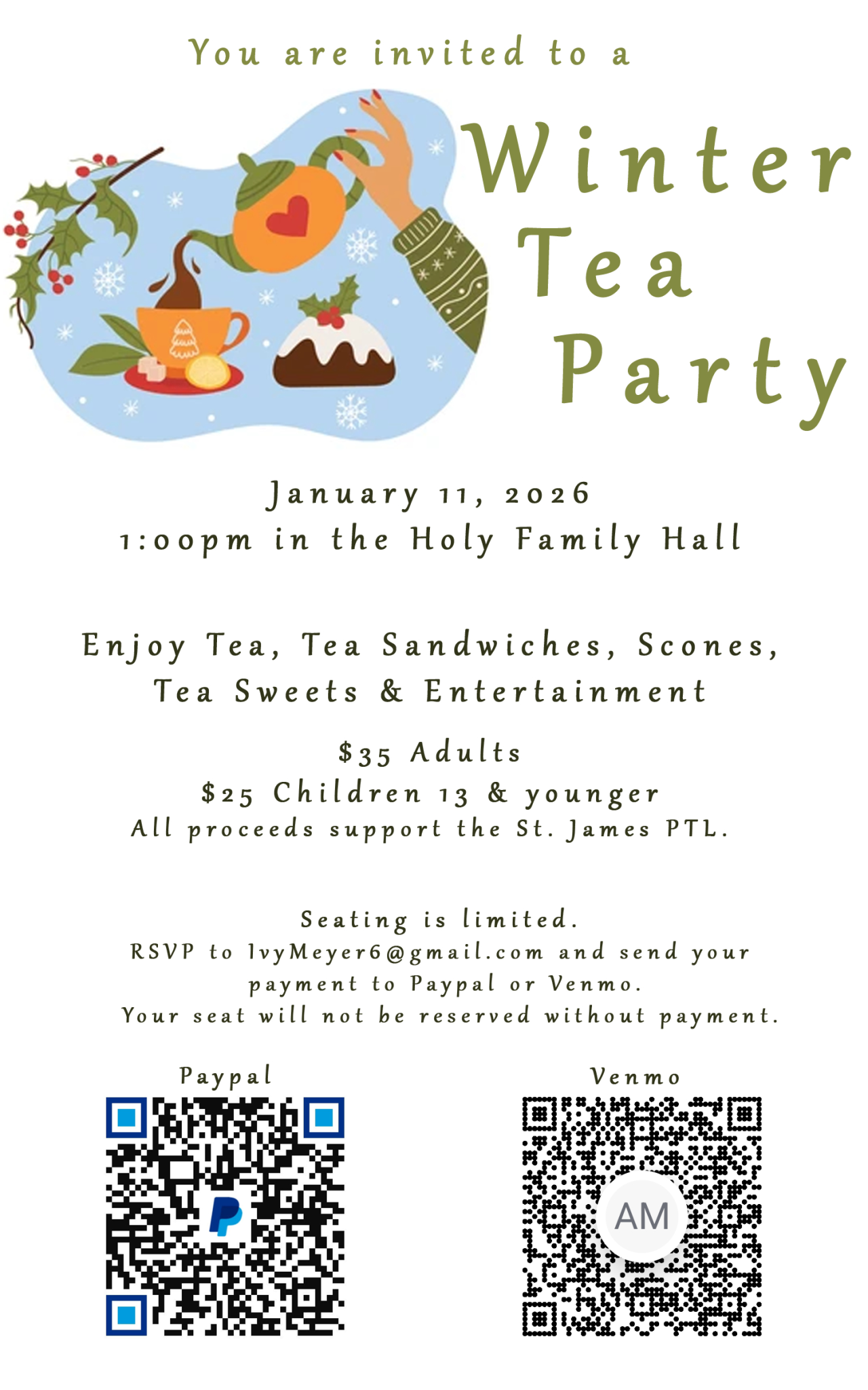 St. James Lutheran School PTL Tea Party event flyer